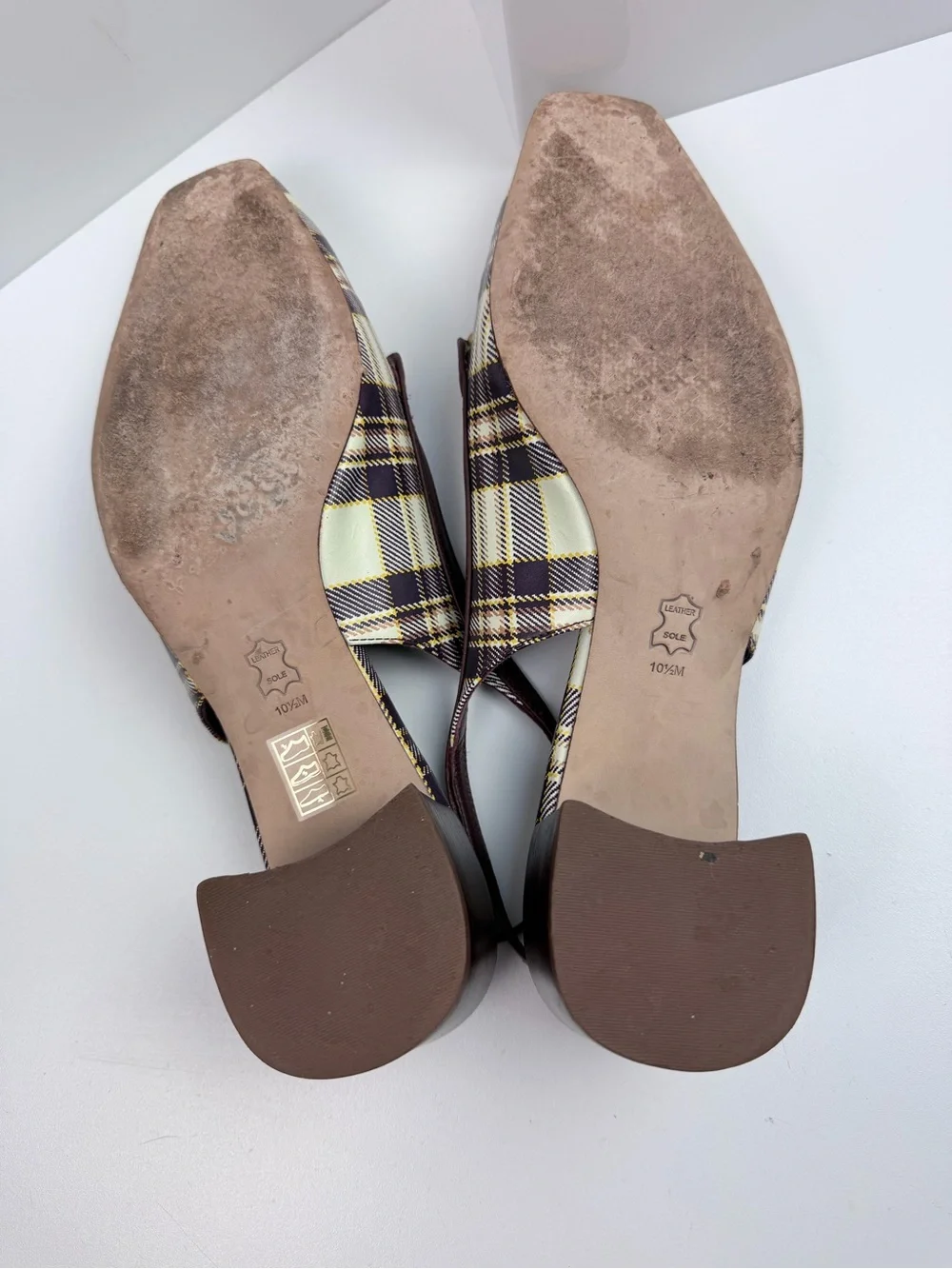Tory Burch Mini Benton Charm Slingback Loafers Size 10.5 Plaid Burgundy